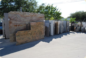An image of a collection of granite countertops.
